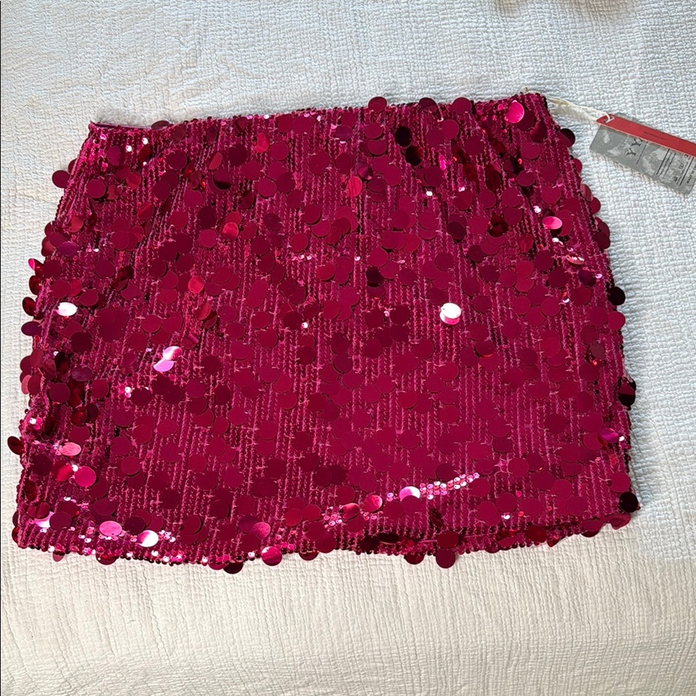 Fuchsia Sequin Mini Skirt